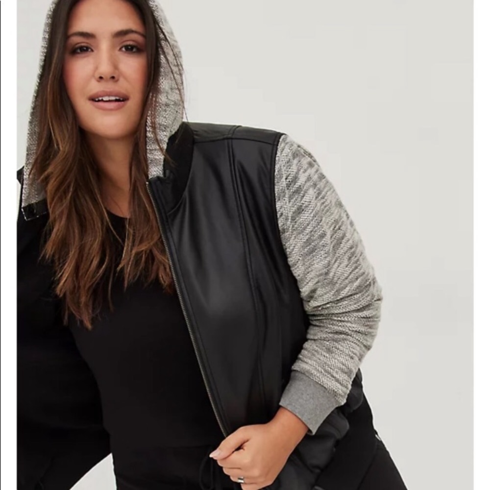 Torrid mixed media faux leather jacket coat 1X 14/16 plus size NWT - Picture 10 of 11